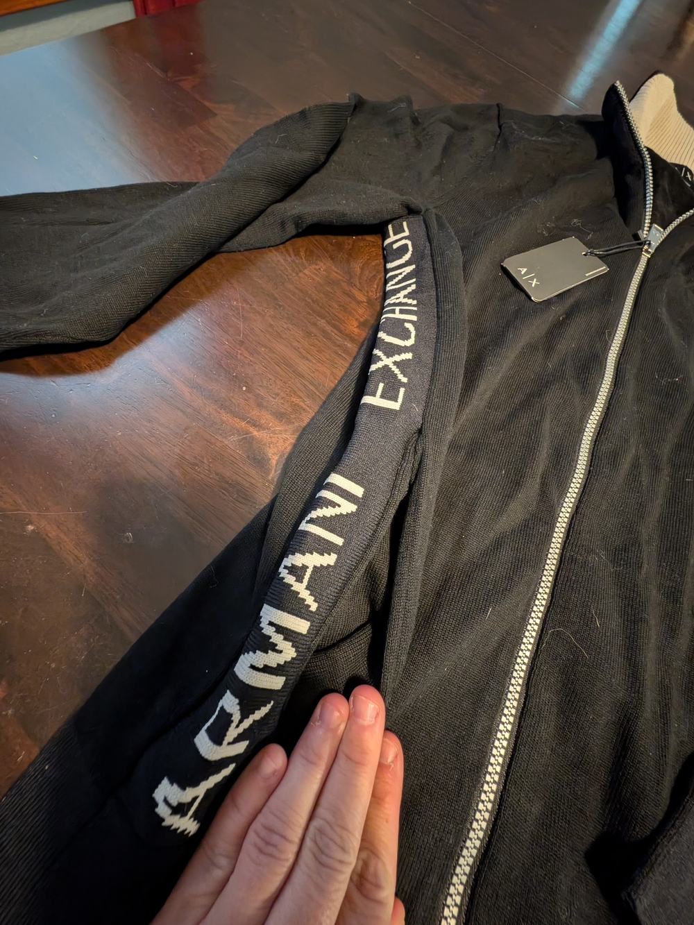 A/X Armani Exchange Black Zip-Up Sweater with Cream Contrast Collar, Men's M - Picture 5 of 9